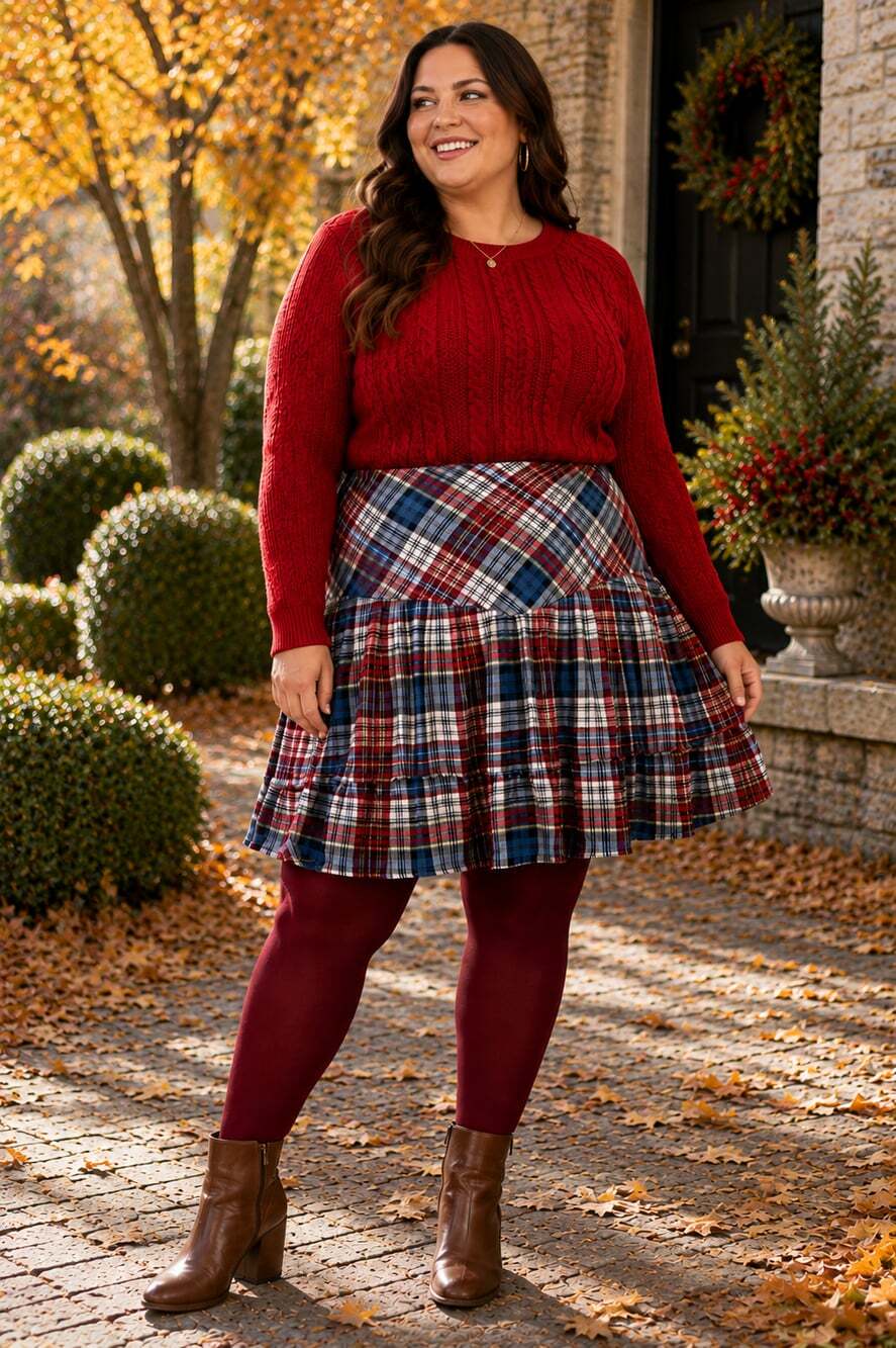 Torrid Plaid Tiered Ruffle Skirt Red Blue Tartan Preppy Plus Size